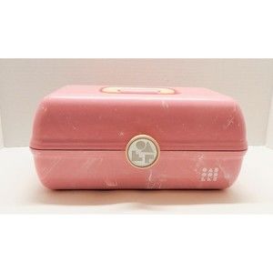 Caboodles On The Go Girl Pink Makeup Classic Carrying Case Box Marbleized Pink